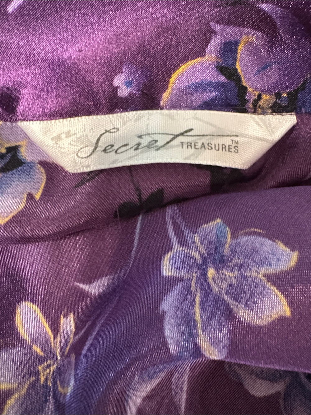Secret Treasures Purple Floral Satin Pajama Set - Picture 2 of 8